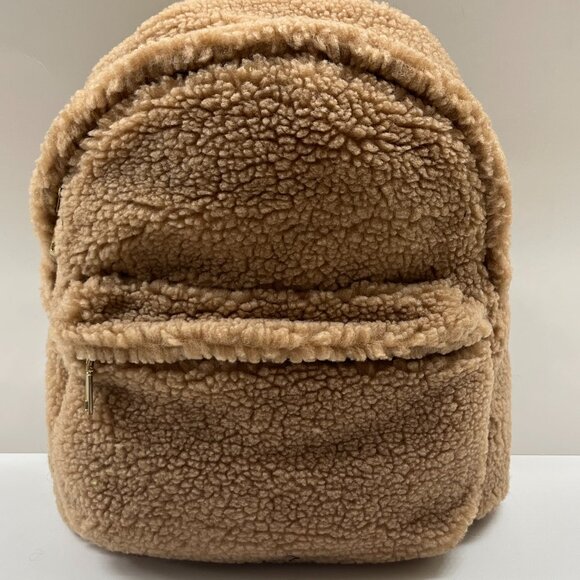 Tan Sherpa / Faux Fur / Fuzzy Backpack / Laptop Bag - NWT - Picture 8 of 9